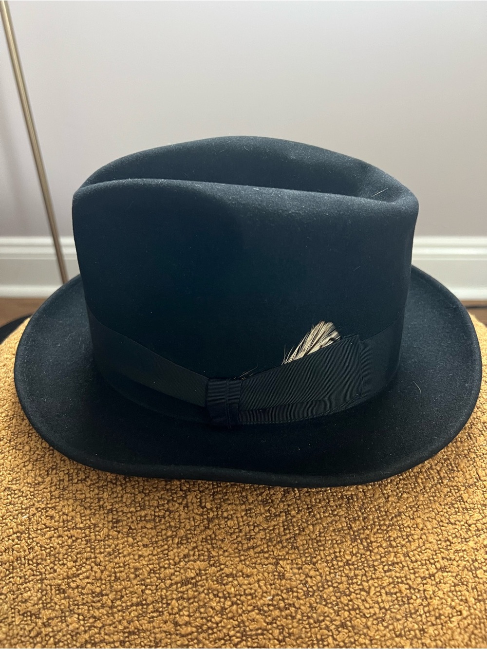 Vintage Beaver Hats Custom Made Genuine Fur Felt Fedora Black Made in USA 6 7/8